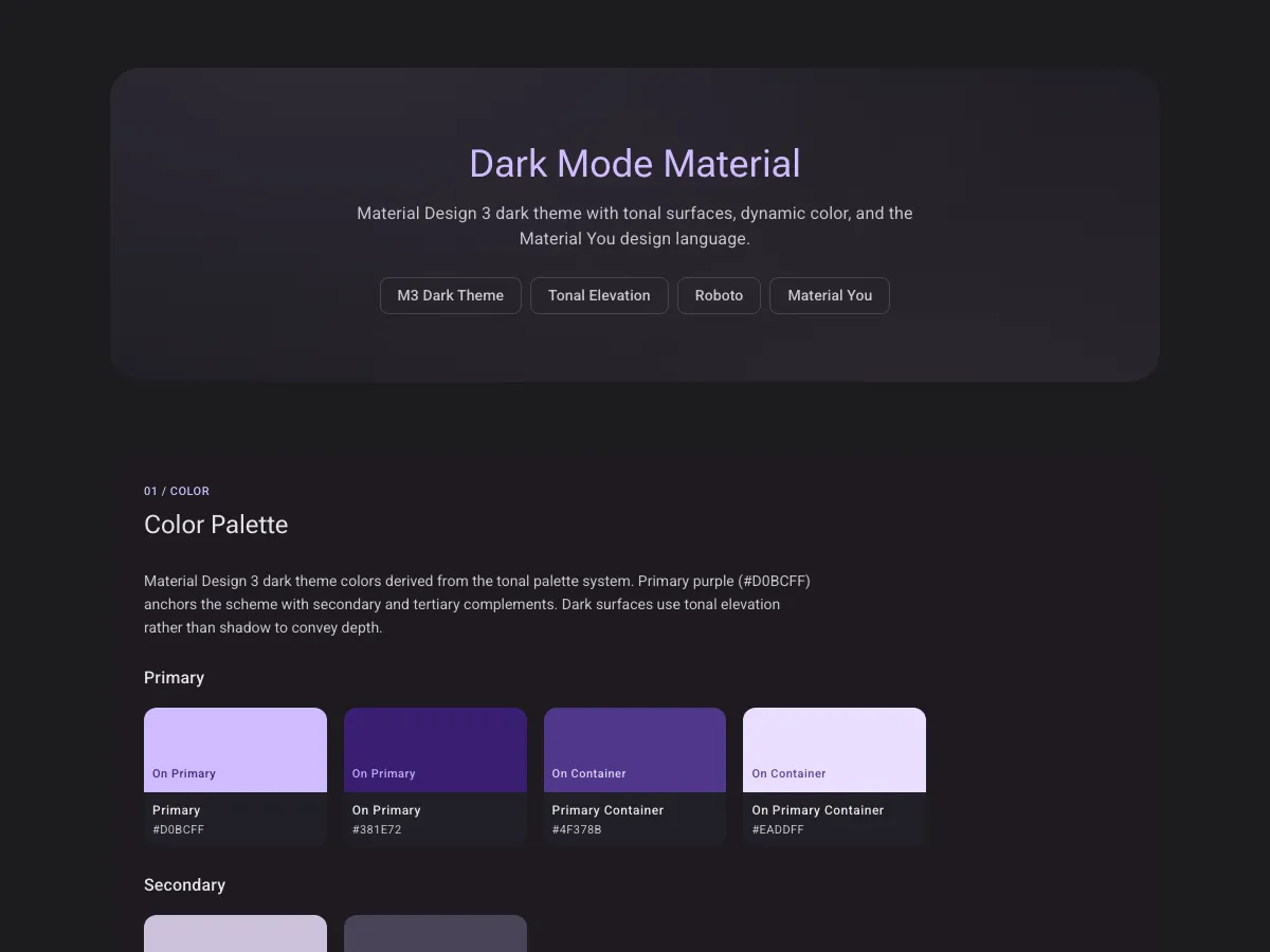 Dark Mode Material style preview