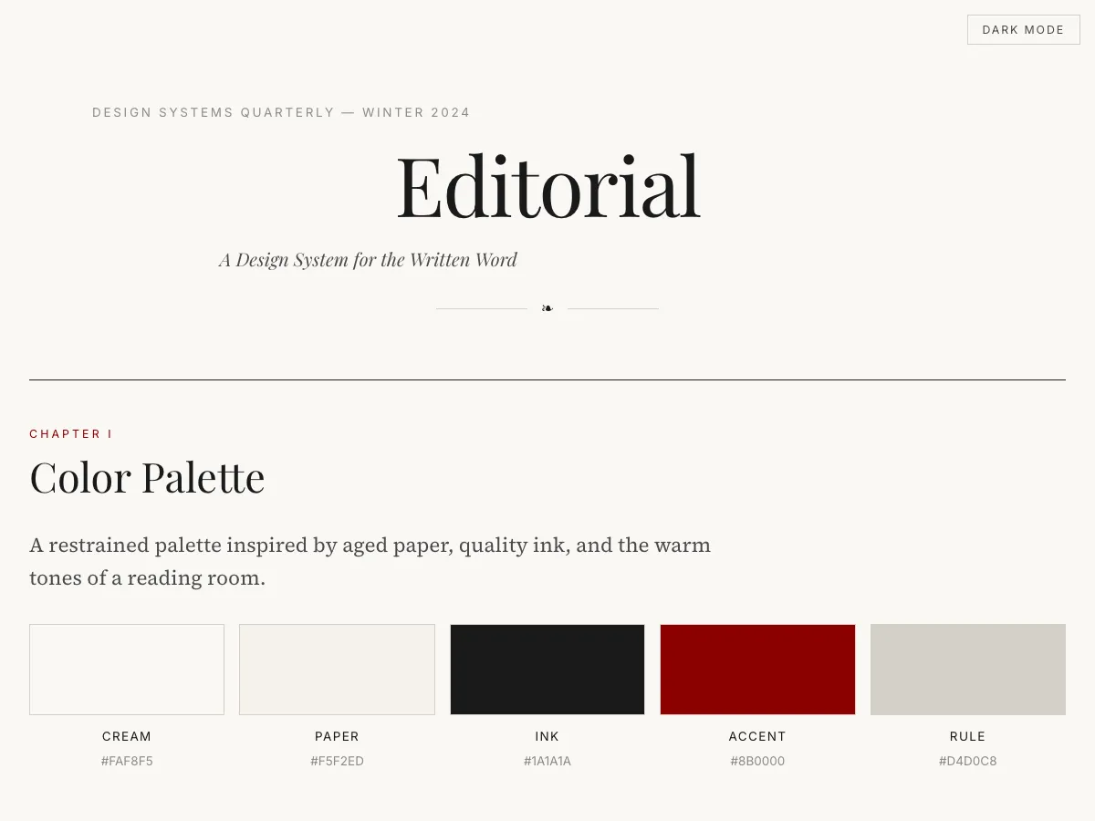 Editorial style preview