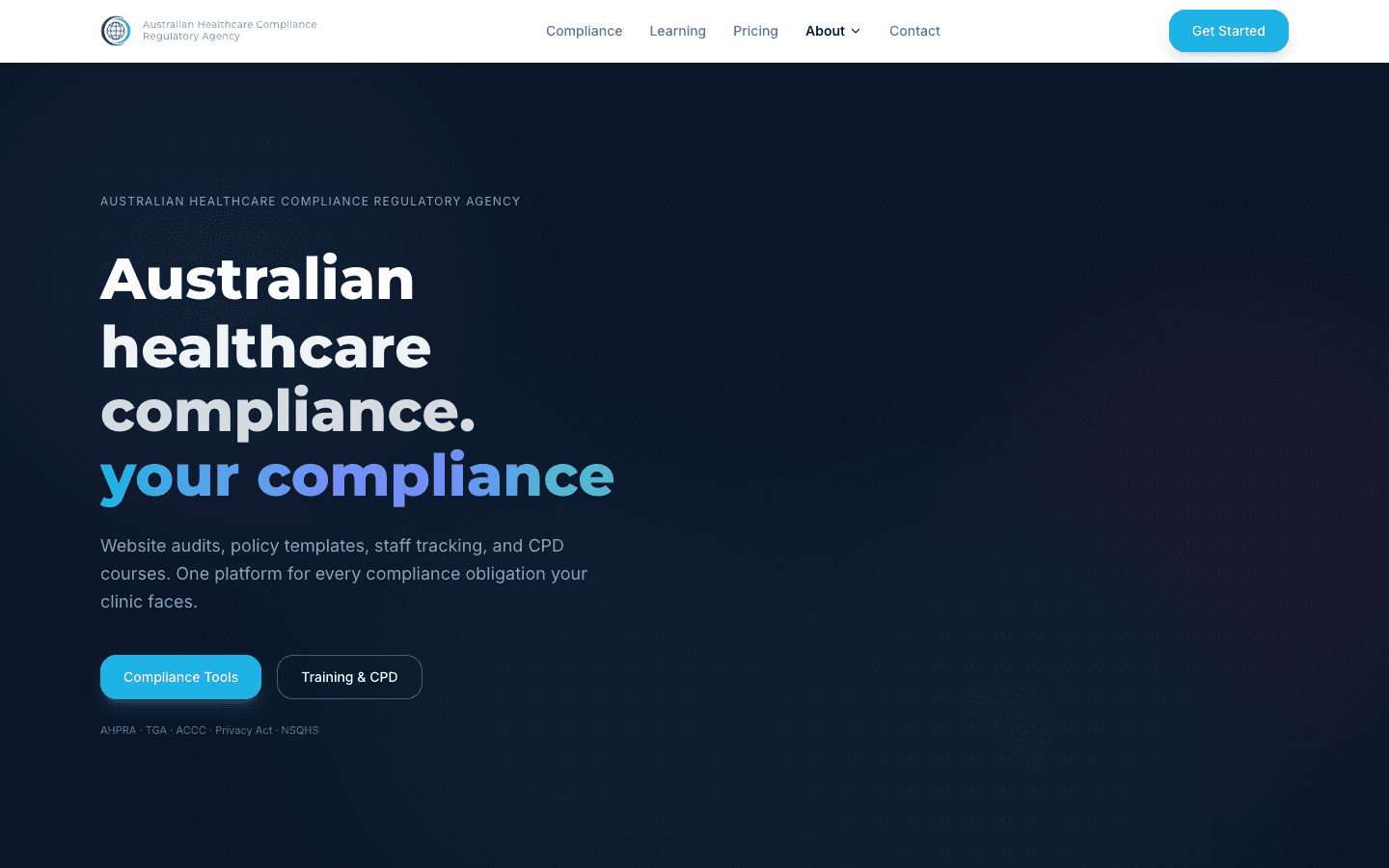 AHCRA website screenshot