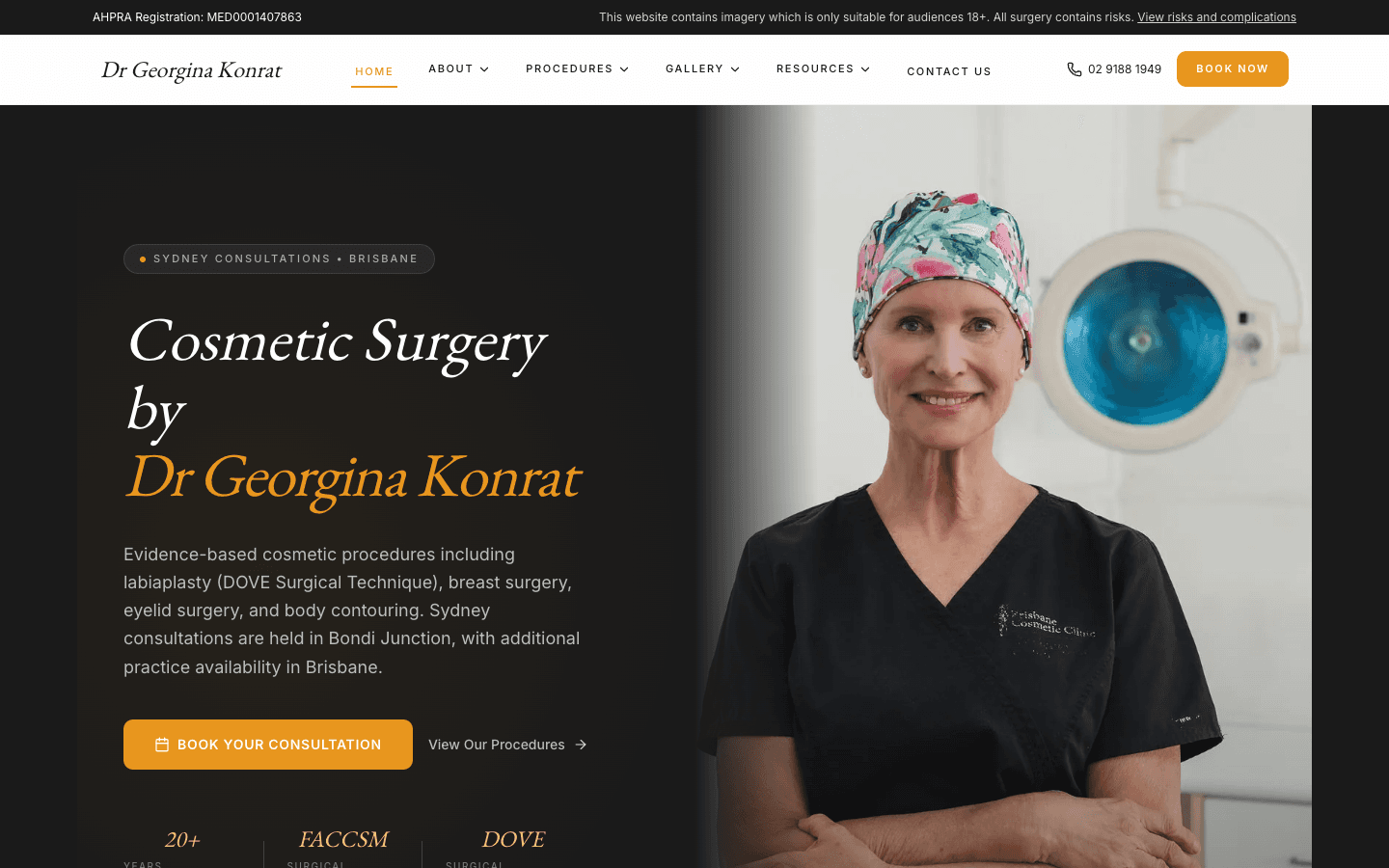 Dr Georgina Konrat website screenshot