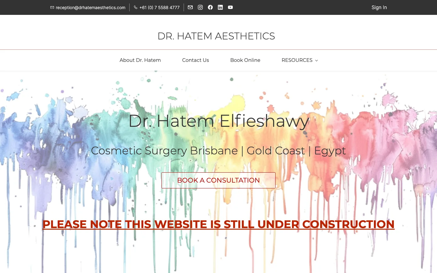 Dr Hatem Aesthetics website built by LUNA Systems