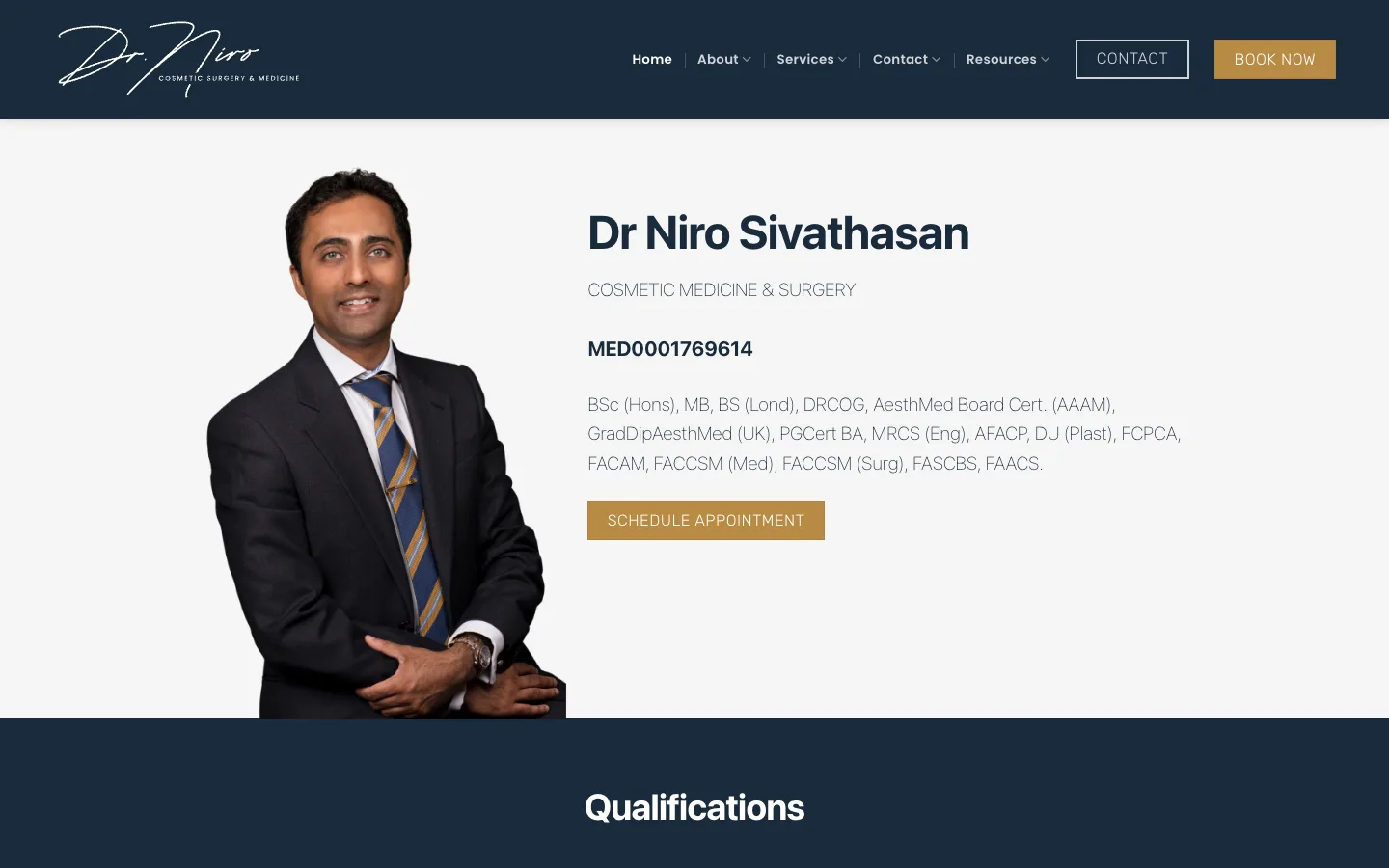 Dr Niro Sivathasan website screenshot