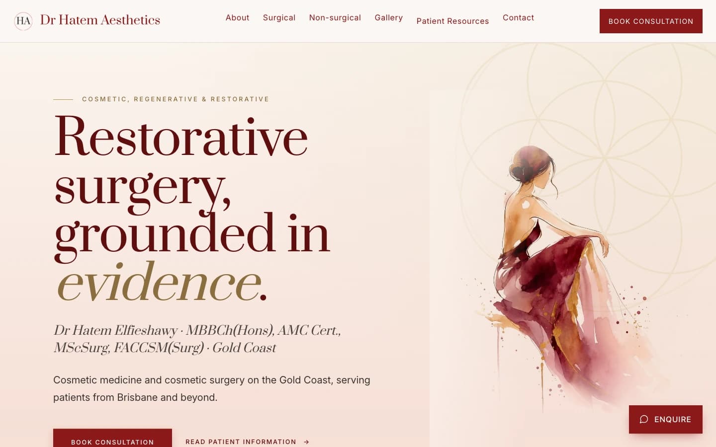 Dr Hatem Aesthetics website, homepage
