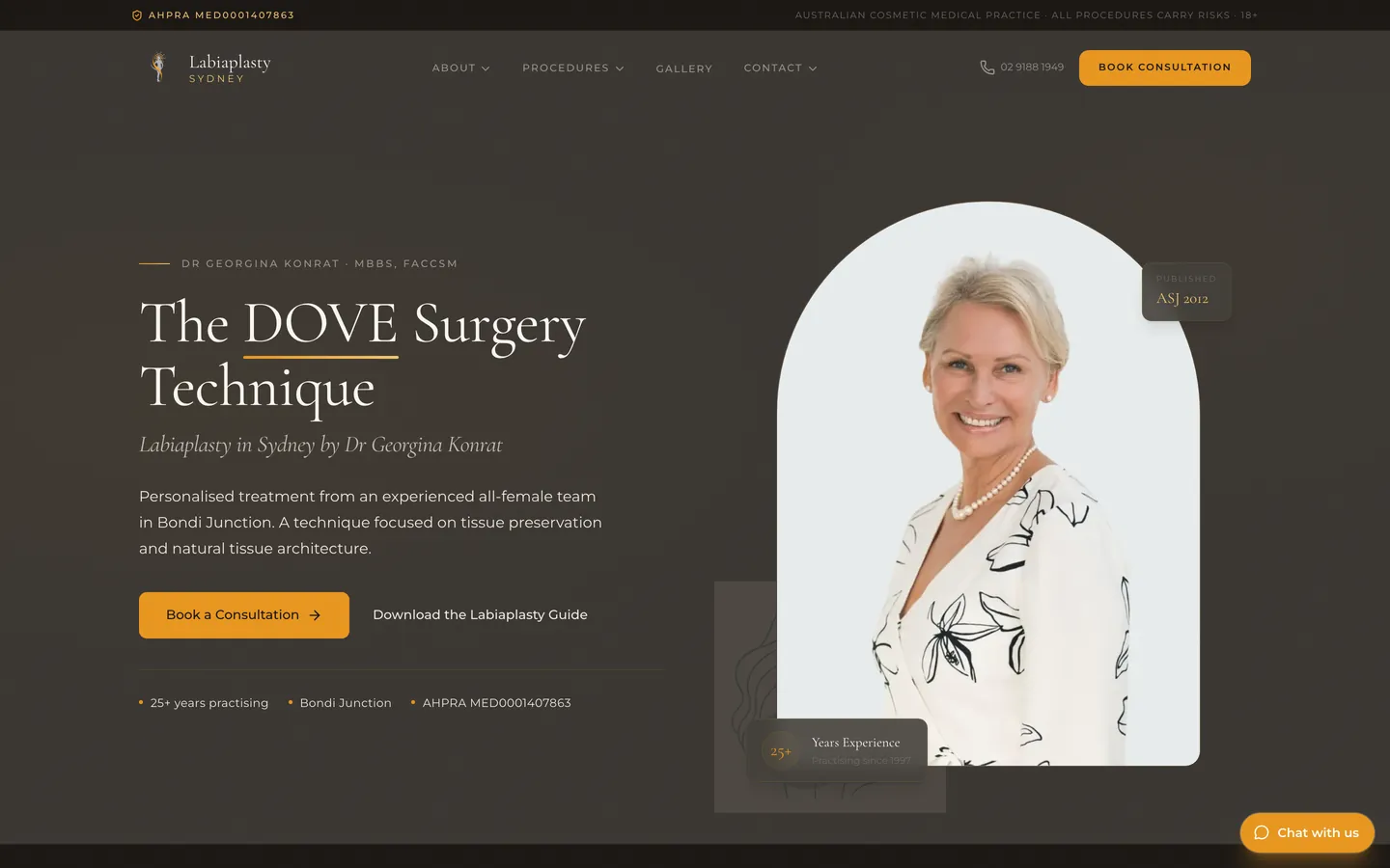 Labiaplasty Sydney website, homepage