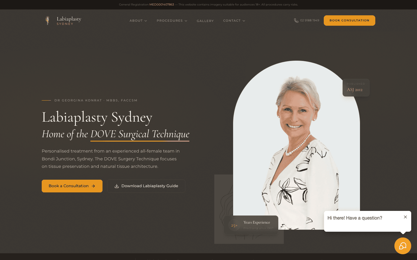 Labiaplasty Sydney website screenshot
