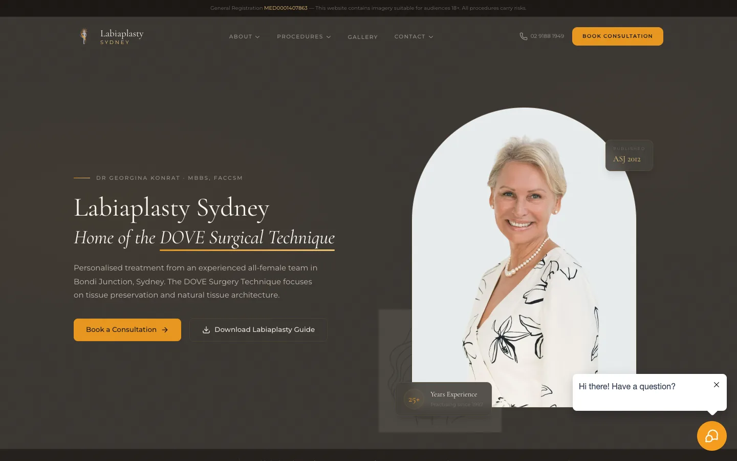 Labiaplasty Sydney website built by LUNA Systems